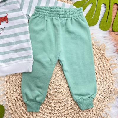 Conj. Casaco My Favourite Place is with you! e Calça de Moletom - Verde e Off White